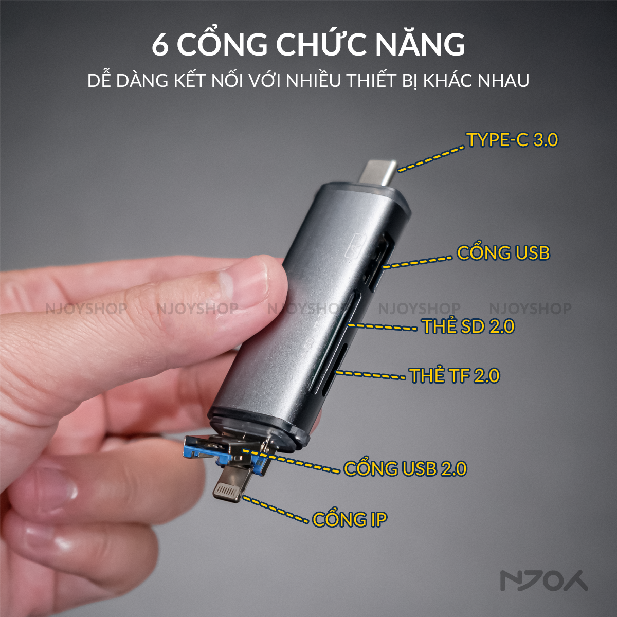 Đầu Đọc Thẻ Nhớ SD TF Đa Năng Cổng Type C USB Tốc Độ Cao Cho Laptop Điện Thoại Máy Tính Bảng