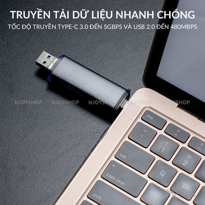 Đầu Đọc Thẻ Nhớ SD TF Đa Năng Cổng Type C USB Tốc Độ Cao Cho Laptop Điện Thoại Máy Tính Bảng