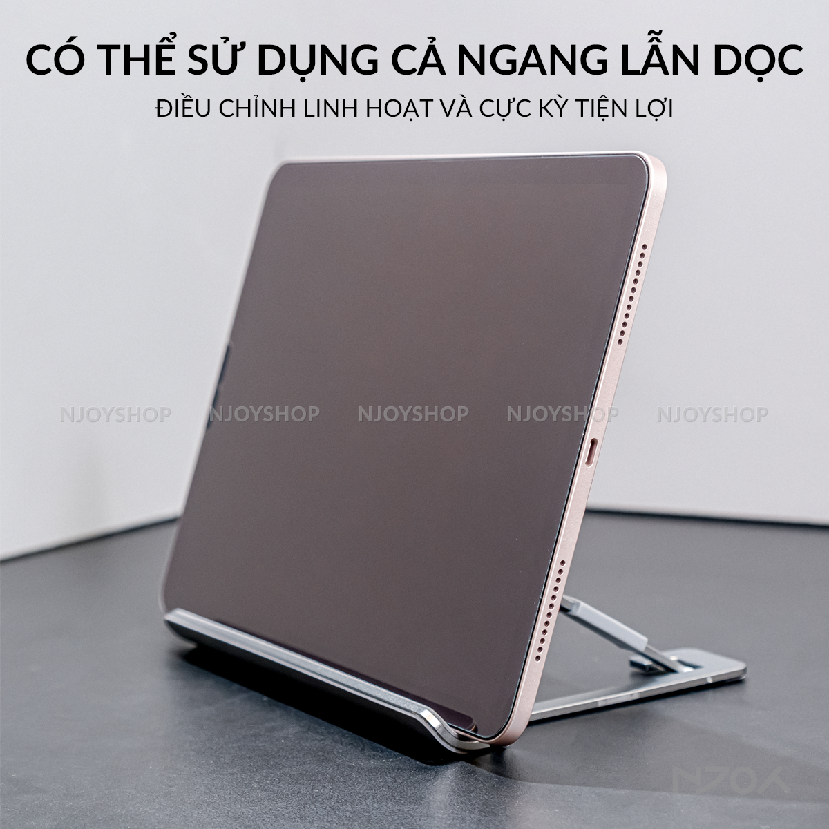 Giá Đỡ Máy Tính Bảng Để Bàn Boneruy Chất Liệu Nhôm Mỏng Nhẹ Gấp Gọn Cho Máy Tính Bảng iPad Njoyshop