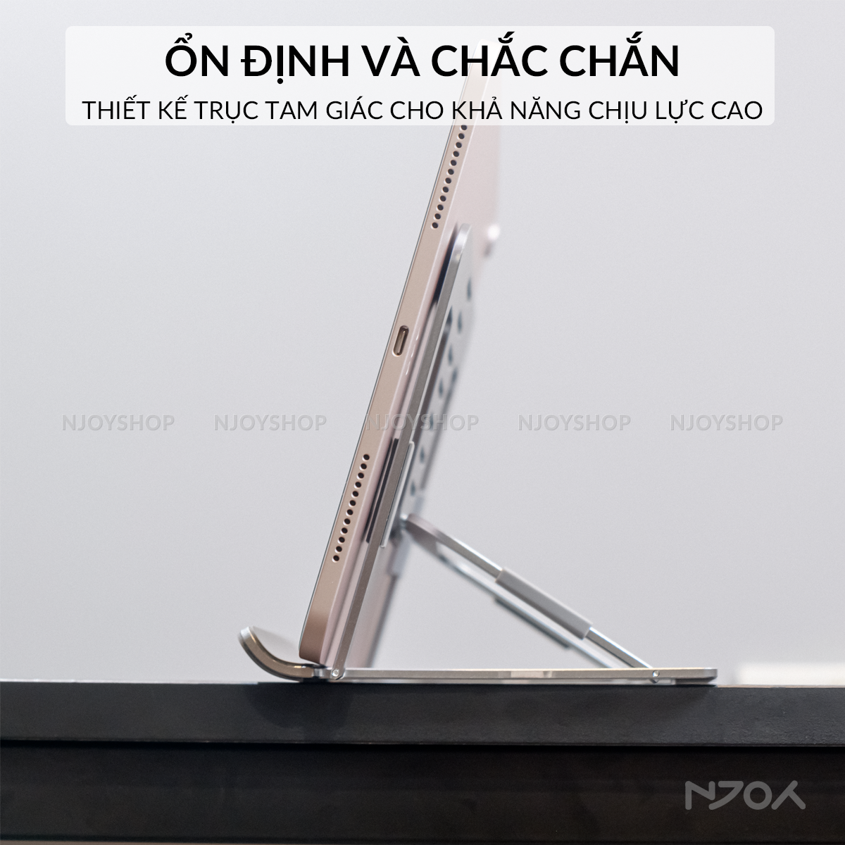 Giá Đỡ Máy Tính Bảng Để Bàn Boneruy Chất Liệu Nhôm Mỏng Nhẹ Gấp Gọn Cho Máy Tính Bảng iPad Njoyshop