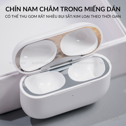 Miếng Dán Kim Loại Ahastyle Cao Cấp Chống Bụi Bảo Vệ Hộp Sạc Tai Nghe Airpods Pro 2 3 4