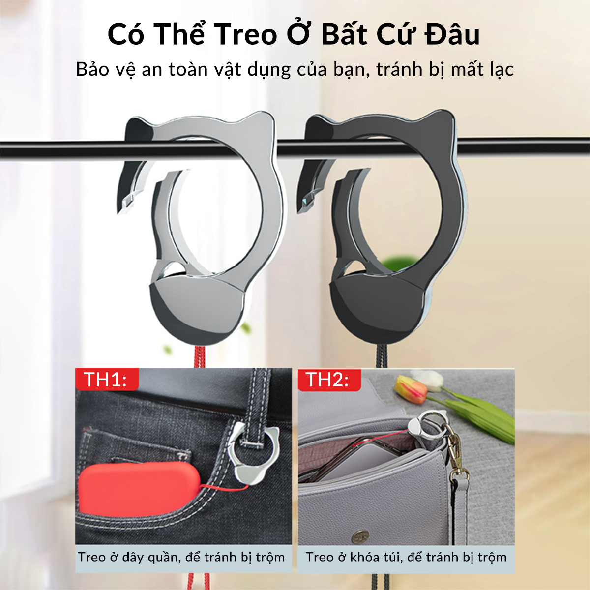 Móc Khóa Khóa Mèo Đen Tiện Dụng Chống Thất Lạc Cho Chìa Khóa Điện Thoại USB Njoyshop