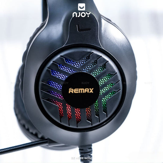 Tai Nghe Chụp Tai Remax Chân Cắm 3.5mm Đèn Led Rbg Có Mic Cho Máy Tính Laptop Điện Thoại Njoyshop