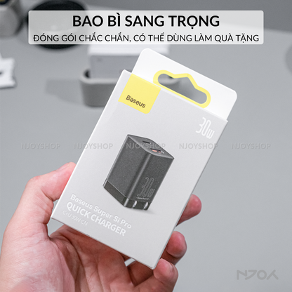 Củ Sạc Nhanh 30w Baseus 2 Cổng USB A & Type C QC 3.0 PD 3.0 Cho Điện Thoại Máy Tính Bảng Njoyshop