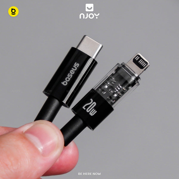 Cáp Sạc Nhanh Baseus PD 20W Trong Suốt Dây Dù Chống Đứt Cho iPhone 14 Pro Max 13 12 11