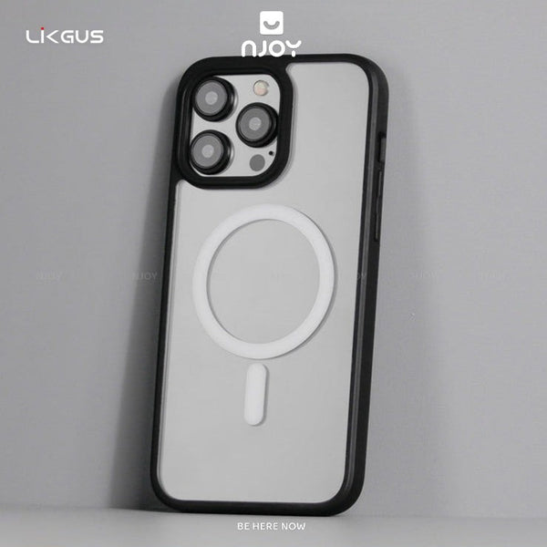 Ốp Trong Suốt Likgus Viền Màu Hỗ Trợ Sạc Không Dây Từ Tính Cho iPhone 16 Pro Max 15 14 13 12