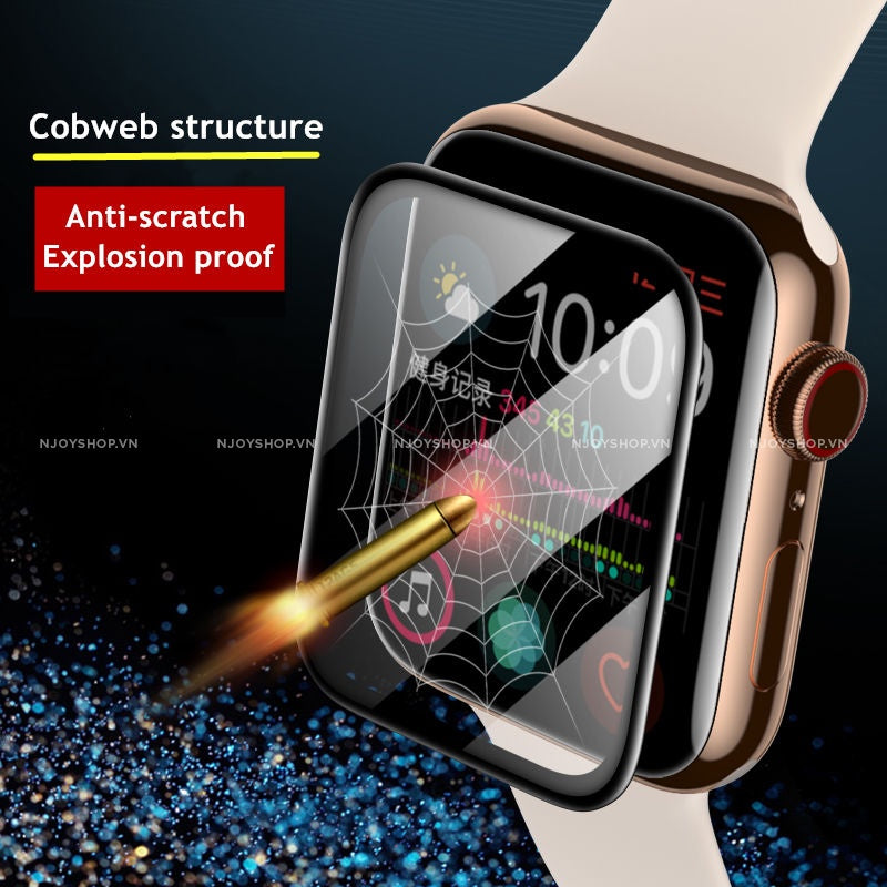 Kính Cường Lực Viền Dẻo Ôm Sát Full Màn Cho Apple Watch 38mm 40mm 42mm 44mm 41mm 45mm