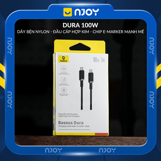 Cáp Sạc Nhanh Baseus Dura 100W Hợp Kim Nhôm Cao Cấp Cho Điện Thoại iPhone Macbook iPad