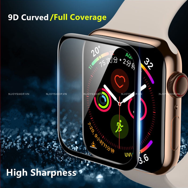 Kính Cường Lực Viền Dẻo Ôm Sát Full Màn Cho Apple Watch 38mm 40mm 42mm 44mm 41mm 45mm