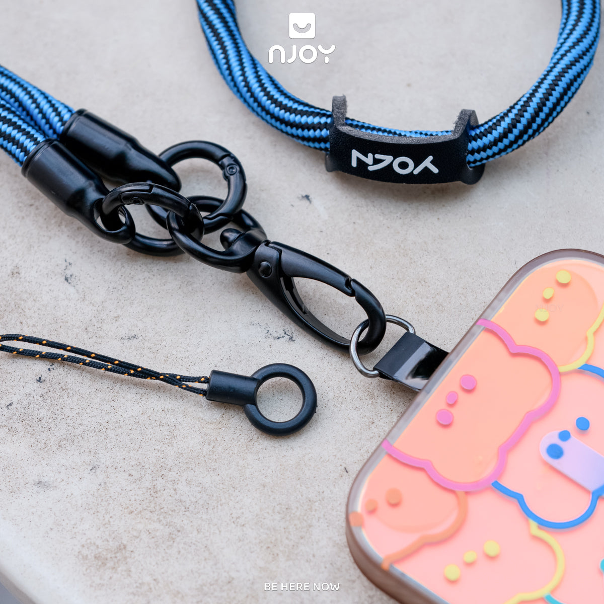 Bộ Dây Đeo Điện Thoại Nylon Siêu Bền Kèm Tag Treo Và Móc Khóa Dài 60cm