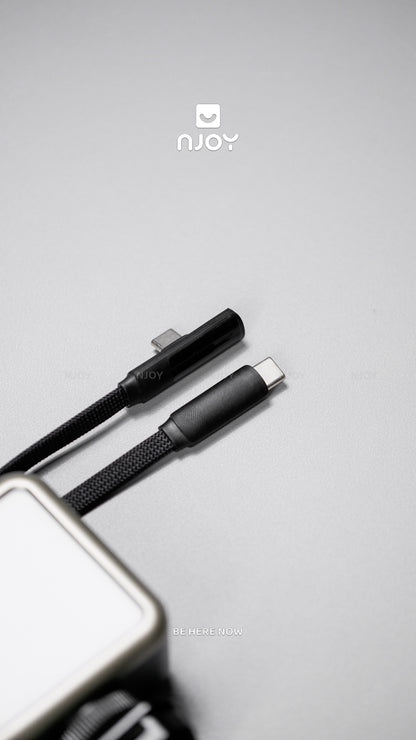 Cáp Sạc Nhanh Chữ L Type C To Type C Dạng Gập Đèn Led Hiển Thị Cho iPhone Macbook Laptop