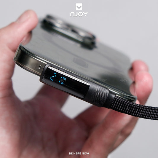 Cáp Sạc Nhanh Chữ L Type C To Type C Dạng Gập Đèn Led Hiển Thị Cho iPhone Macbook Laptop