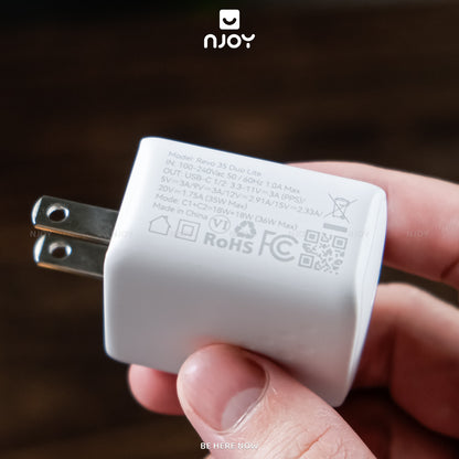 Củ Sạc 2 Cổng Voltme 35W GaN Nhỏ Gọn Sạc Nhanh PD3.0 QC3.0 PPS Cho Điện Thoại iPhone iPad Macbook