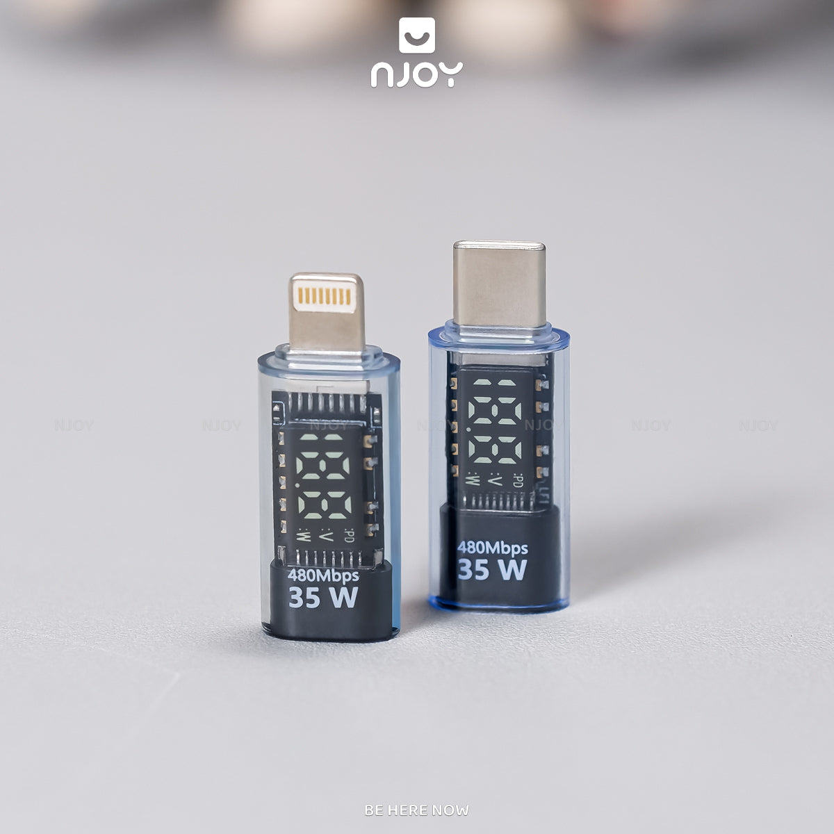 Đầu Chuyển Type-C to Lightning 35W Njoy Màn Hình Led Cho Điện Thoại iPhone 16 Pro Max 15 14 13 12 11