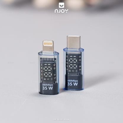 Đầu Chuyển Type-C to Lightning 35W Njoy Màn Hình Led Cho Điện Thoại iPhone 16 Pro Max 15 14 13 12 11