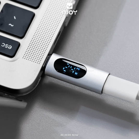 Đầu Chuyển Type C To Type C 100W Njoy Với Màn Hình Led Cho iPhone iPad MacBook Laptop