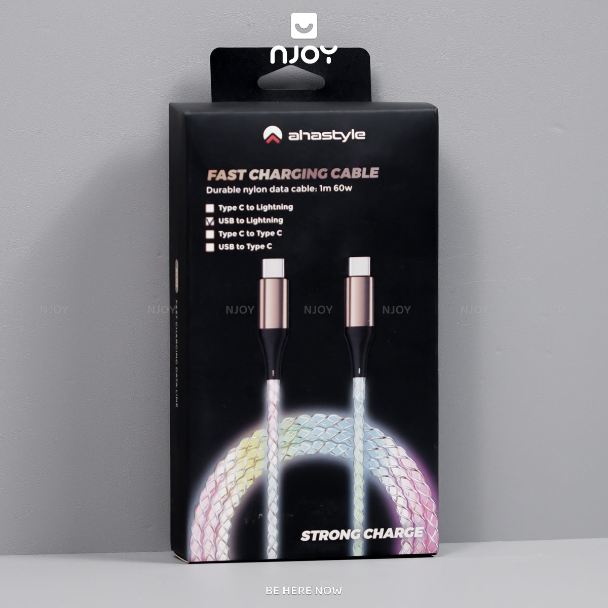 Cáp Sạc Nhanh Ahastyle 20W 60W Có Đèn RGB Phát Sáng Cho iPhone Samsung iPad Oppo