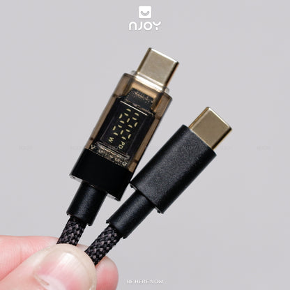 Cáp Sạc Nhanh Type C To Type C Trong Suốt Đèn Led Cho iPhone MacBook Laptop