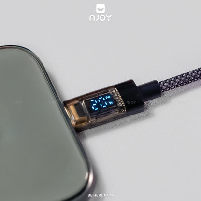 Cáp Sạc Nhanh Type C To Type C Trong Suốt Đèn Led Cho iPhone MacBook Laptop