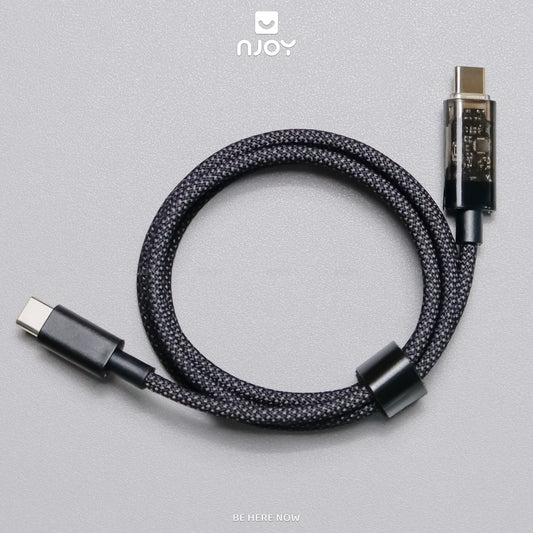 Cáp Sạc Nhanh Type C To Type C Trong Suốt Đèn Led Cho iPhone MacBook Laptop