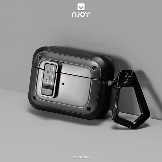 Ốp Tai Nghe AirPods Pro 3 2 4 Cyberlock Nút Bấm Kim Loại Từ Tính Kèm Móc Khóa Chống Sốc