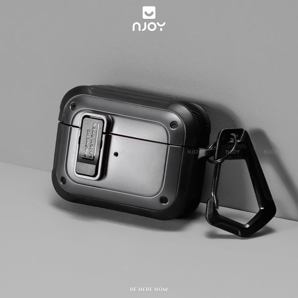 Ốp Tai Nghe AirPods Pro 3 2 4 Cyberlock Nút Bấm Kim Loại Từ Tính Kèm Móc Khóa Chống Sốc