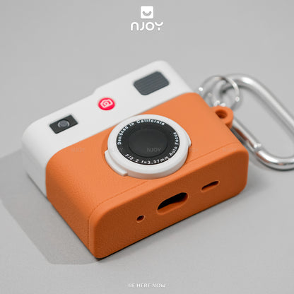 Ốp Silicon In Hình Retro Camera Kèm Móc Khóa Cho Tai Nghe AirPods Pro 3 2 Airpods 4