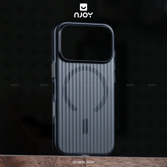 Ốp Nhám Sọc Nổi 3D Njoy Tích Hợp Sạc Nam Châm Từ Tính Cho iPhone 17 Pro Max 16 15 14 13 12