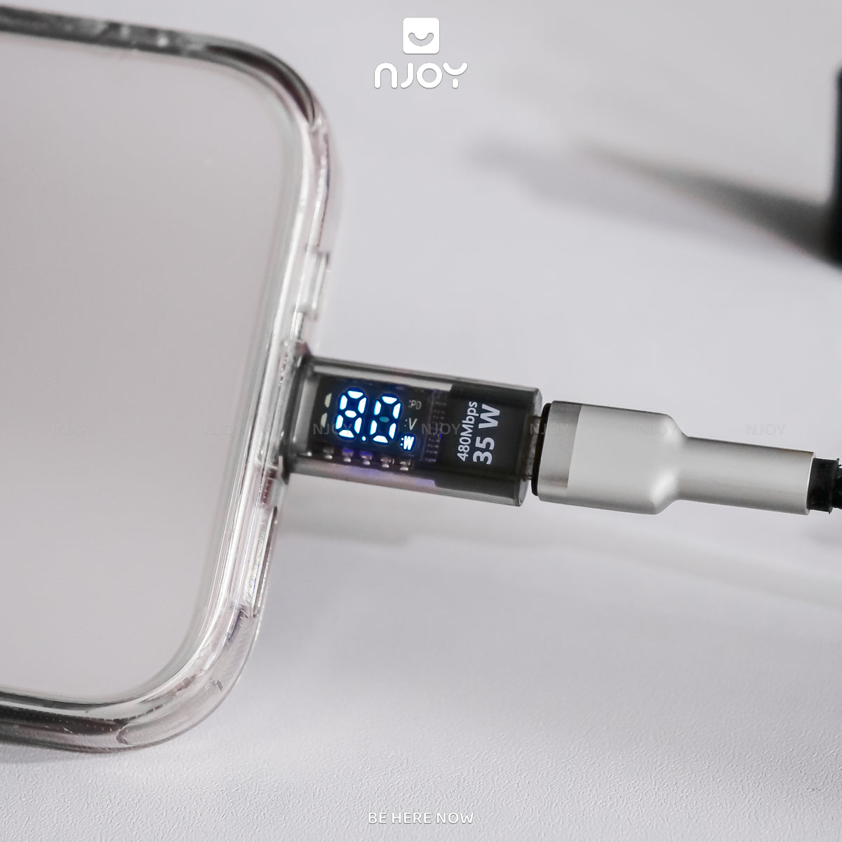 Đầu Chuyển Type-C Sang Cổng Lightning 35W Njoy Màn Hình Led Cho iPhone iPad Airpods