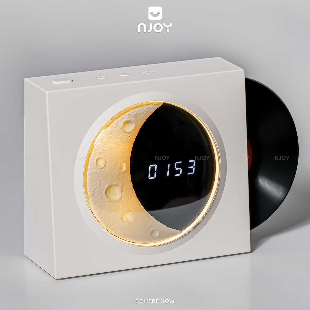 Loa Bluetooth Đĩa Than Xoay Mặt Trăng Retro Có Đèn Trang Trí Phòng Ngủ Để Bàn Quà Tặng