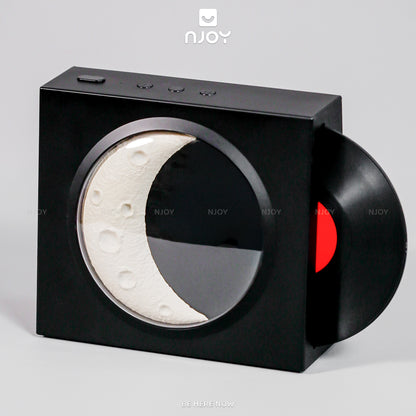 Loa Bluetooth Đĩa Than Xoay Mặt Trăng Retro Có Đèn Trang Trí Phòng Ngủ Để Bàn Quà Tặng