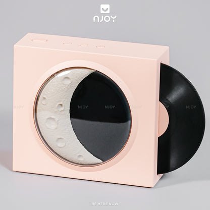 Loa Bluetooth Đĩa Than Xoay Mặt Trăng Retro Có Đèn Trang Trí Phòng Ngủ Để Bàn Quà Tặng