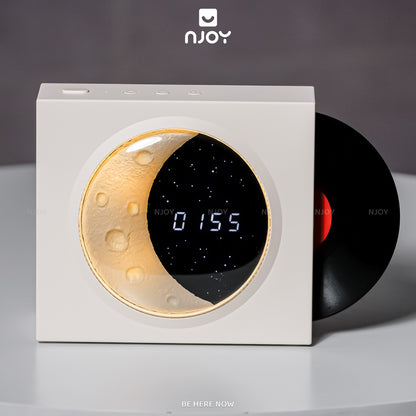 Loa Bluetooth Đĩa Than Xoay Mặt Trăng Retro Có Đèn Trang Trí Phòng Ngủ Để Bàn Quà Tặng