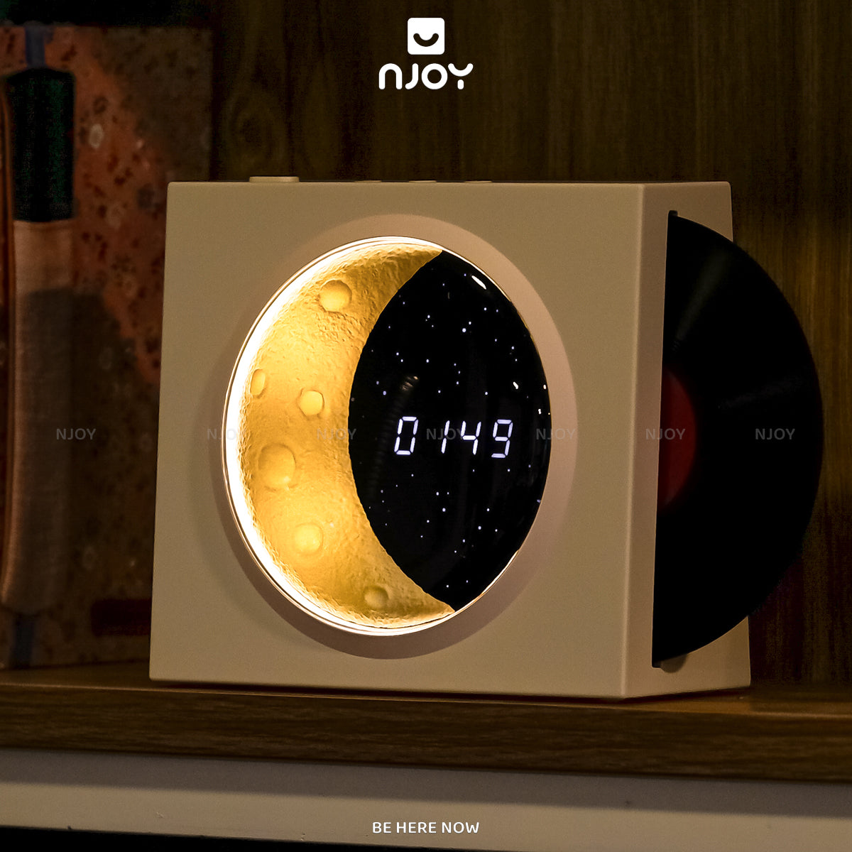 Loa Bluetooth Đĩa Than Xoay Mặt Trăng Retro Có Đèn Trang Trí Phòng Ngủ Để Bàn Quà Tặng