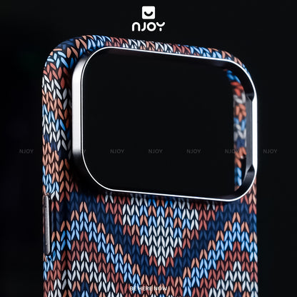 Ốp Carbon Magsafe Siêu Mỏng PC Họa Tiết Vải Đan Cho Điện Thoại iPhone 17 Pro Max 16 15 14 13