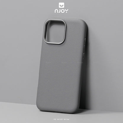 Ốp Da Magsafe Viền Kim Loại Bảo Vệ Camera Cho iPhone 17 Pro Max 16 15 14