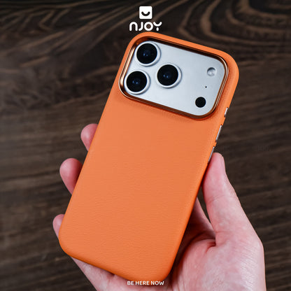 Ốp Da Magsafe Viền Kim Loại Bảo Vệ Camera Cho iPhone 17 Pro Max 16 15 14