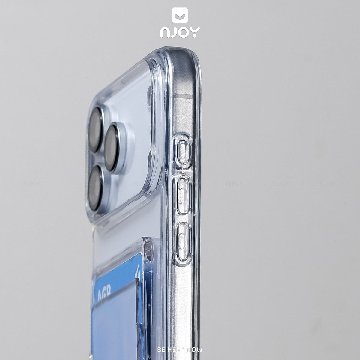 Ốp Lưng Trong Suốt Njoy Đựng Thẻ Bảo Vệ Camera Chống Sốc Cho iPhone 18 Pro Max 17 16 15 14 13 12