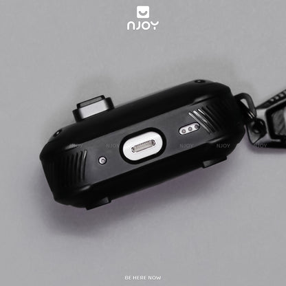 Ốp Tai Nghe AirPods Pro 3 2 4 Cyberlock Nút Bấm Kim Loại Từ Tính Kèm Móc Khóa Chống Sốc