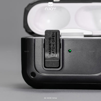 Ốp Tai Nghe AirPods Pro 3 2 4 Cyberlock Nút Bấm Kim Loại Từ Tính Kèm Móc Khóa Chống Sốc