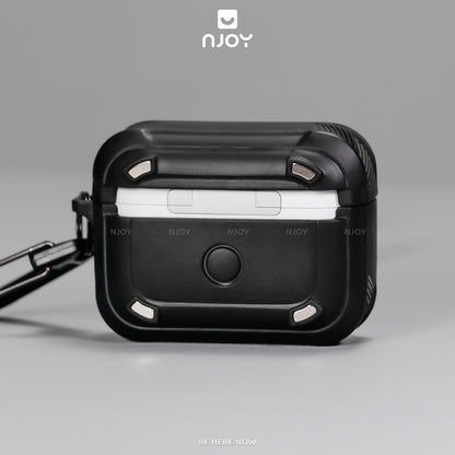 Ốp Tai Nghe AirPods Pro 3 2 4 Cyberlock Nút Bấm Kim Loại Từ Tính Kèm Móc Khóa Chống Sốc