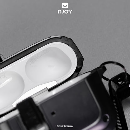 Ốp Tai Nghe AirPods Pro 3 2 4 Cyberlock Nút Bấm Kim Loại Từ Tính Kèm Móc Khóa Chống Sốc