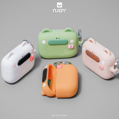 Ốp Silicon In Hình Gấu Dễ Thương Chống Sốc Kèm Móc Khóa Cho AirPods Pro 3 2