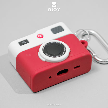 Ốp Silicon In Hình Retro Camera Kèm Móc Khóa Cho Tai Nghe AirPods Pro 3 2 Airpods 4