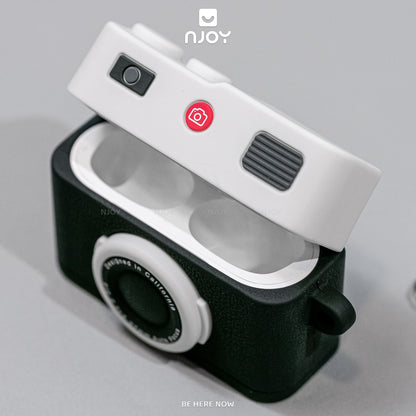 Ốp Silicon In Hình Retro Camera Kèm Móc Khóa Cho Tai Nghe AirPods Pro 3 2 Airpods 4
