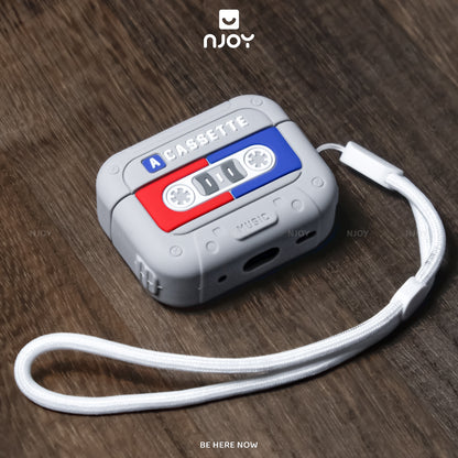 Ốp In Hình Máy Nghe Nhạc Cassette Cổ Điển Retro Kèm Dây Đeo Cho Airpods Pro 3 2 Airpods 4