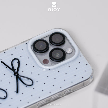 Ốp Lưng Nơ Chấm Bi Màu Xanh Dễ Thương Bảo Vệ Camera Cho Điện Thoại iPhone 17 Pro Max 16 15 14 13 12