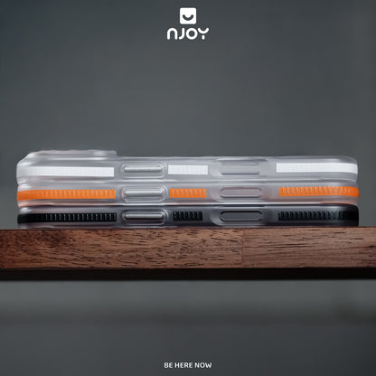 Ốp Nhám Sọc Nổi 3D Njoy Tích Hợp Sạc Nam Châm Từ Tính Cho iPhone 17 Pro Max 16 15 14 13 12