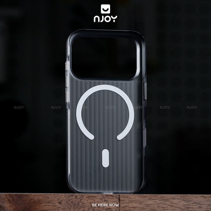 Ốp Nhám Sọc Nổi 3D Njoy Tích Hợp Sạc Nam Châm Từ Tính Cho iPhone 17 Pro Max 16 15 14 13 12