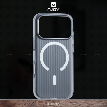 Ốp Nhám Sọc Nổi 3D Njoy Tích Hợp Sạc Nam Châm Từ Tính Cho iPhone 17 Pro Max 16 15 14 13 12